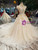 Champagne Tulle Sequins High Neck Backless Luxury Wedding Dress With Flower