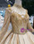 Champagne Gold Sequins High Neck Long Sleeve Luxury Wedding Dress With Beading