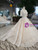 Champagne Tulle Lace Appliques Short Sleeve Luxury Wedding Dress With Beading