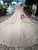 Champagne Tulle Sequins High Neck Long Sleeve Luxury Wedding Dress With Long Train