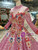 Pink Ball Gown Sequins High Neck Long Sleeve Embroidery Luxury Wedding Dress