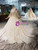 Champagne Ball Gown Sequins Off the Shoulder Appliques Luxury Wedding Dress With Removable Train