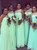Cheap Green One Shoulder Chiffon Floor Length Bridesmaid Dress
