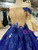 Royal Blue Ball Gown Appliques Off the Shoulder Luxury Wedding Dress With Beading