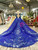Royal Blue Ball Gown Appliques Off the Shoulder Luxury Wedding Dress With Beading