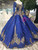 Royal Blue Ball Gown Sequins Sweetheart Long Sleeve Sequins Luxury Wedding Dress