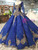 Royal Blue Ball Gown Sequins Sweetheart Long Sleeve Sequins Luxury Wedding Dress