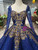 Royal Blue Ball Gown Sequins Sweetheart Long Sleeve Sequins Luxury Wedding Dress