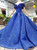 Royal Blue Sequins Off the Shoulder Beading Luxury Wedding Dress With Train