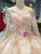 Pink Ball Gown Sequins High Neck Long Sleeve Luxury Wedding Dress