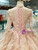 Pink Ball Gown Sequins High Neck Long Sleeve Luxury Wedding Dress