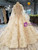 Champagne Ball Gown Gold Sequins Spaghetti Straps Luxury Wedding Dress With Beading