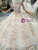 Champagne Ball Gown Tulle Pink Appliques Short Sleeve Off the Shoulder Luxury Wedding Dress
