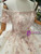 Champagne Ball Gown Tulle Pink Appliques Short Sleeve Off the Shoulder Luxury Wedding Dress