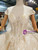 Champagne Tulle Sequins Appliques Cap Sleeve Backless Luxury Wedding Dress With Beading