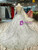 Silver Gray Ball Gown Tulle Sequins Long Sleeve Backless Luxury Wedding Dress
