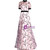 A-Line Pink Short Sleeve High Neck Embroidery Floor Length Mother Dress