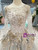 Gray Ball Gown Tulle Long Sleeve Backless Luxury Wedding Dress With Beading