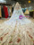 Blue Ball Gown Tulle Embroidery Appliques Luxury Wedding Dress With Beading