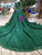 Green Ball Gown Tulle Sequins Long Sleeve Appliques Luxury Wedding Dress