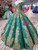 Green Ball Gown Sequins Champagne Appliques Off the Shoulder Luxury Wedding Dress