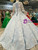 Light Blue Ball Gown Appliques Long Sleeve Floor Length Wedding Dress With Beading