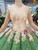 Green Ball Gown Sequins See Through V-neck Long Sleeve Luxury Wedding Dress With Beading