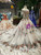 Gray Ball Gown Tulle Embroidery Cap Sleeve Luxury Wedding Dress With Beading