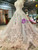 Gray Ball Gown Tulle Sequins Appliques Off the Shoulder Luxury Wedding Dress