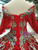 Red Ball Gown Sequins Off the Shoulder Long Sleeve Embroidery Appliques Luxury Wedding Dress With Crystal