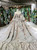 Gray Ball Gown Tulle Long Sleeve With Colorful Flower Luxury Wedding Dress