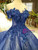 Blue Ball Gown Sequins Off the Shoulder Appliques Luxury Wedding Dress