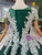 Green Ball Gown Sequins Cap Sleeve White Appliques Luxury Wedding Dress