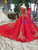 Red Ball Gown Sequins Off the Shoulder Luxury Wedding Dress With Train