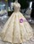 Champagne Ball Gown Lace Off the Shoulder Luxury Wedding With Beading
