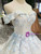 Light Champagne Sequins Off the Shoulder Blue Appliques Luxury Wedding Dress