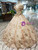 Champagne Ball Gown Sequins Off the Shoulder Appliques Luxury Wedding Dress