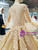 Champagne Tulle Sequins Long Sleeve Appliques Luxury Wedding Dress With Beading