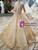 Champagne Tulle Sequins Long Sleeve Appliques Luxury Wedding Dress With Beading