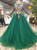 Green Tulle Sequins Long Sleeve Luxury Wedding Dress With Beading