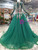 Green Tulle Sequins Long Sleeve Luxury Wedding Dress With Beading