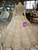 Champagne Ball Gown Sequins High Neck Long Sleeve Luxury Wedding Dress With Appliques