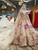 Champagne Pink Satin Appliques Off the Shoulder Luxury Wedding Dress