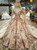 Champagne Pink Satin Appliques Off the Shoulder Luxury Wedding Dress
