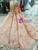 Pink Ball Gown Appliques Sequins Cap Sleeve Luxury Wedding Dress