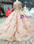 Pink Ball Gown Appliques Sequins Cap Sleeve Luxury Wedding Dress