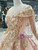 Pink Ball Gown Appliques Sequins Cap Sleeve Luxury Wedding Dress