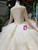 Champagne Ball Gown Sequins Long Sleeve Luxury Wedding Dress With Long Train