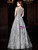 A-Line Silver Gray Tulle Sequins Long Mother Of The Bride Dress