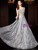 A-Line Silver Gray Tulle Sequins Long Mother Of The Bride Dress